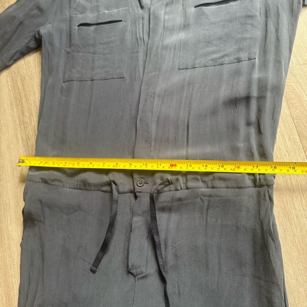 Superfine 100% Silk Made In Italy Gray Button Front Jumpsuit Sz S Quiet Luxury - Picture 15 of 16